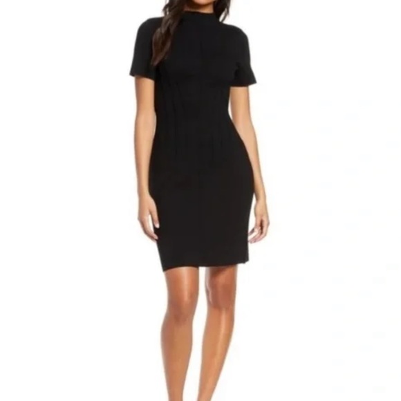 Eliza J Funnel Neck Sweater Dress Black 